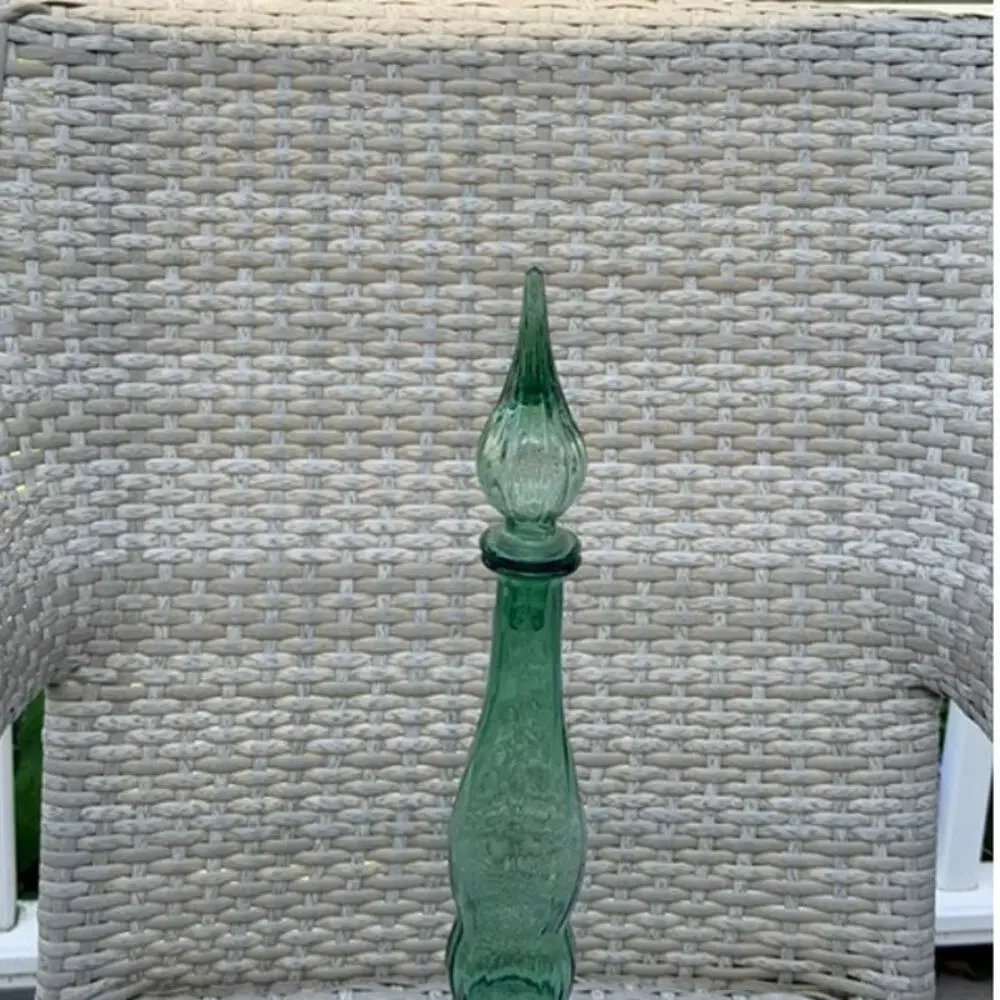 Vintage Empoli Italy Bell Pattern Green Genie Bottle Decanter